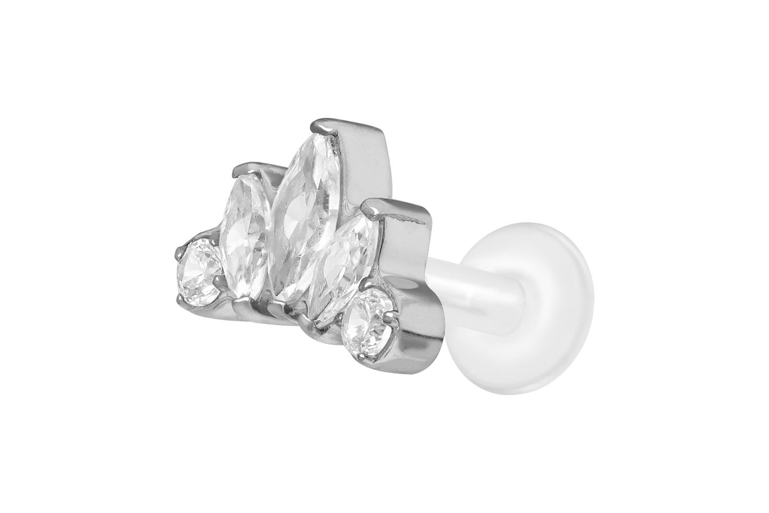 PTFE Labret Piercing mit Innengewinde + Titan-Aufsatz LOTUSBLÜTE